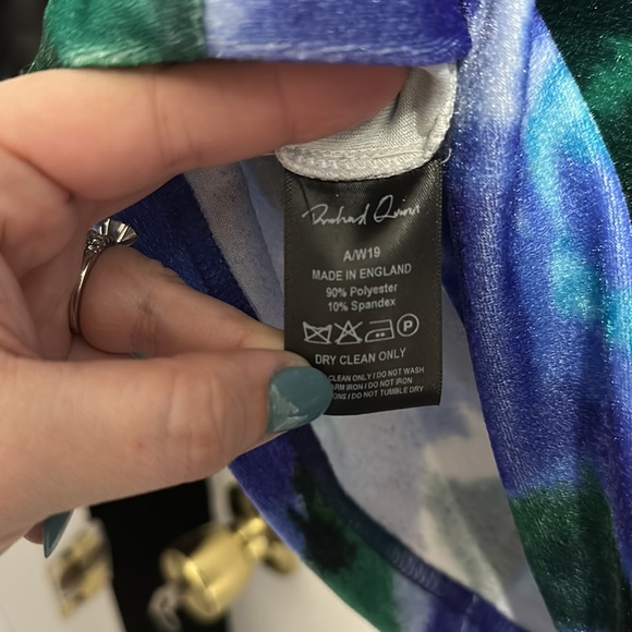 Richard Quinn Velvet Fitted Long Sleeve Dress - UK Size 12 / US Size 8 - Picture 4 of 8